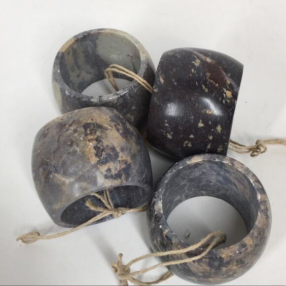 🆕 NEW Marble Napkin Ring Holders Moody Decor Natural Stone Gray Tan Beige 4 - Picture 1 of 15
